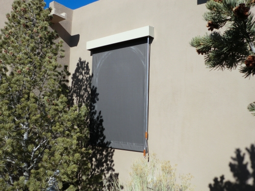 Vertical Roll Curtain with exterior hood - Rader Awning